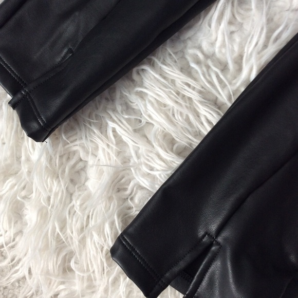 NWOT Express Super High Waisted Front Slit Faux Leather Leggings - Picture 8 of 8